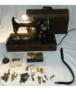 Heavy Duty Vtg Singer Sewing Machine 99-13 Denim Leather, Bentwood Case ... - €244,25 EUR
