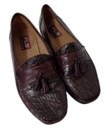 Men's Tassel Loafers Size 8M FLS Florsheim Brown Leather Exotic Croc Look Print - £23.38 GBP