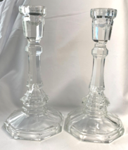 Vintage Crystal Accents Pair Candle Holders 7.5&quot; Hexagon - £11.07 GBP