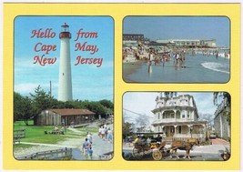 Postcard Hello From Cape May New Jersey Lighthouse Beach - $2.74