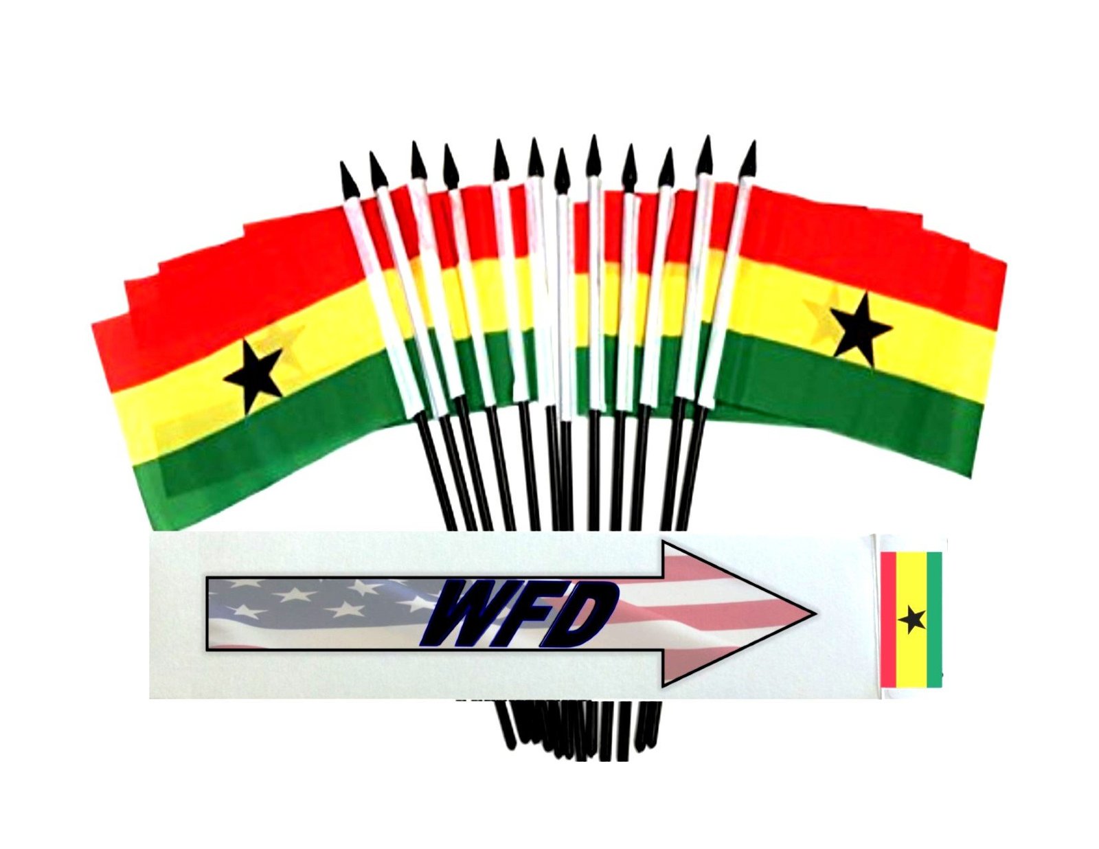 Pack of 12 4&quot;x6&quot; Ghana Miniature Desk &amp; Table Flags, 1 Dozen 4&quot;x 6&quot; Ghan... - $9.95