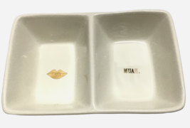 Rae Dunn Dish Gold MUAH &amp; LIPS Divided Trinket Bowl Artisan Magenta Collection - £21.00 GBP
