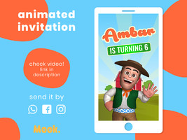 Zenon&#39;s Farm Video Invitation Animated, Zenon&#39;s Farm Digital Birthday Invitation - £10.30 GBP