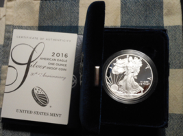 2016-W Proof Silver American Eagle 1 oz coin w/box &amp; COA - 1 OUNCE - £68.31 GBP