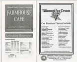 Farmhouse Cafe Menu &amp; Kids Ice Cream Menu Tillamook County Creamery Oregon  - $17.82