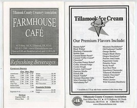 Farmhouse Cafe Menu &amp; Kids Ice Cream Menu Tillamook County Creamery Oregon  - £14.24 GBP