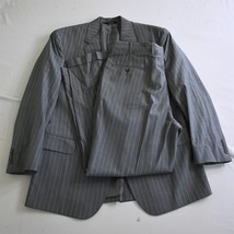Jos A Bank 44R 38x32 Gray Striped Wool Silk Mens Jacket Pants Suit - $117.54 CAD