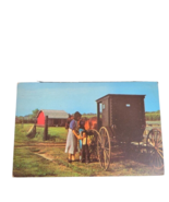 Postcard Greetings From Rockome Arcola Illinois Amish Buggy Chrome Posted - $6.83 CAD