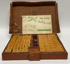 Antique Chinese Mahjong Set Carved Bakelite 144 Tiles w Case Brochures 1... - $965.25