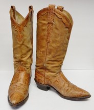 DAN POST Tooled Look Boots Western Cowboy Leather Distress Tan Women&#39;s 7... - £53.58 GBP