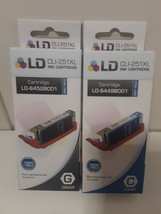 LD CLI-251XL Cyan &amp; Gray Ink Cartridges For Canon PIXMA MG6320 Brand New Sealed - $9.89