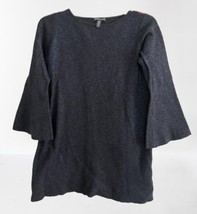 Eileen Fisher Merino Wool Black Silver Sparkles Sweater Boatneck Size S/P - $24.74
