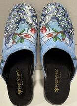 Anuschka Rebecca Peacock Print Leather Slip On Shoes Clogs Women Sz 10 B... - €21,89 EUR