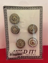 5 Vintage 60’s Button Covers Beaded Victorian Style Clip On Gold Tone Me... - $11.88