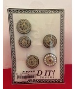 5 Vintage 60’s Button Covers Beaded Victorian Style Clip On Gold Tone Me... - €10,39 EUR