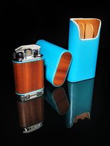 Brizard Positano Leather Cigar Carrying Case with Table Lighter NIB ( No Fuel ) image 4