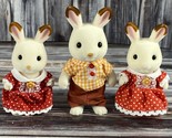 Vintage Sylvanian Families Chocolate Rabbit - Father &amp; Twin Sisters - $34.99