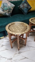 Handcrafted Moroccan Brass Tray Table | Traditional Foldable Side Table ... - $360.00