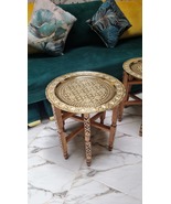 Handcrafted Moroccan Brass Tray Table | Traditional Foldable Side Table ... - $6,634.26 MXN