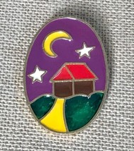 Vintage Signed Florenza House Purple Night Sky Enamel Brooch Pin Whimsical - £39.98 GBP