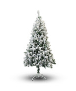 Artificial Christmas Tree 8-Foot Snow Flocked Unlit Spruce PVC Metal Sta... - £117.24 GBP
