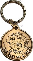 Rose One Day At A Time Bronze Keychain With Serenity Prayer - $6.43