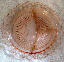 Hocking Pink Depression Glass Old Colony Lace Edge 10.5&quot; Grill Plate Vintage - £17.35 GBP
