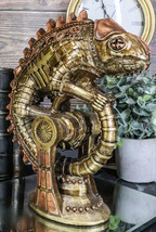 Geared Clockwork Vintage Steampunk Iguana Lizard Coiling On Stand Figurine - £28.98 GBP