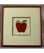 Vintage Signed Framed Paper Stamped Teacher Art Nora K Fisher APPLE LE 1... - £35.34 GBP