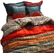 California King Colorful Stripe Fitted Sheet Set Bohemian Bedding Set 4Pc. Lelva - £67.88 GBP