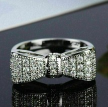 2Ct Artificial Diamond Bow Knot Bundle Engagement Ring 14K White Gold Plated-... - £53.73 GBP