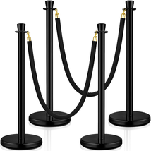 4 Pcs Stainless Steel Stanchion Post 2 Pcs 5 Ft Velvet Rope Carpet Ropes - $181.16