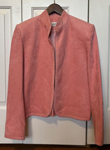 Vintage 80s Barbie Pink Ultra Suede Blazer Jacket SMALL S open shoulder ... - $29.67