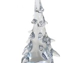 Vintage Hand Sculpted Crystal Christmas Tree Figurine Art Glass 6&quot; Signe... - $39.55