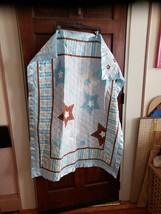 Blue Hearts Baby Blanket - Blue Satin Border - $25.00