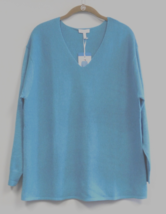 Ella Moss Ladies&#39; Ribbed  Blue V-Neck Sweater Size Large - £14.00 GBP