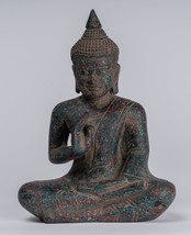 Ancien Khmer Style Cambodge Assis Bois Statue de Bouddha Cours Mudra - 20cm/8 &quot; - £173.25 GBP