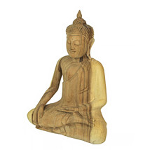 13 Inch Hand Carved Sitting Buddha Sculpture Zen Home Decor Meditation Art - £48.35 GBP