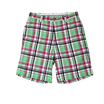 FootJoy FJ Golf Shorts Size 30 Flat Front Green Pink Blue Plaid Mens 30X9.5 - $23.75