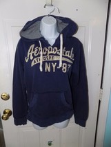 Aeropostale Aero 87 Navy Blue Pullover Hoodie Sweatshirt Size Xs Women&#39;s Euc - £14.99 GBP