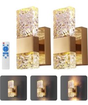 HITOO Gold Battery Operated Wall Sconces Set of 2, 10000mAh Wireless Wall Lights - £87.04 GBP