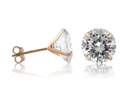 14k Yellow Gold Push Back Stud Solitaire Created Diamond Martini Earrings 4.00CT - £39.55 GBP
