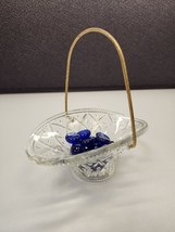 Vintage Avon Glass Basket With Gold Toned Twisted Metal Rope Handle by Fostoria - £11.25 GBP
