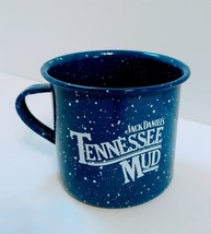 Jack Daniels Tennessee Mud Metal Tin Cup mug Blue Speckled Enamelware Camping - £8.67 GBP