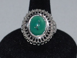 10k White Gold Ring With A Turquoise Gemstone And A Beautiful Design (Size 6.5) - £314.93 GBP