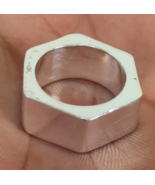 925 Sterling Silver, Solid Silver, Band Ring, Unisex, Hex Nut Hexagon Ba... - $16.68+