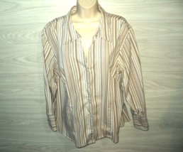 George Woman Size 22W/24W Shirt Blouse Vertical Stripes Long Sleeve Front Button - £15.08 GBP