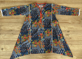 Khaadi Kids Kurta Kameez Dress Girls 11-12 Cotton Blue Floral Multicolor - $25.00