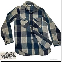 Woolrich Shirt Jacket Plaid Wool Mens Small Vintage 70s Shacket Blue White USA - £63.31 GBP