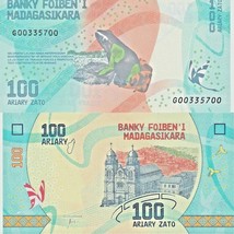 Madagascar P97, 100 Ariary, frog / cathedral, butterfly UNC see UV &amp; w/m... - £1.50 GBP